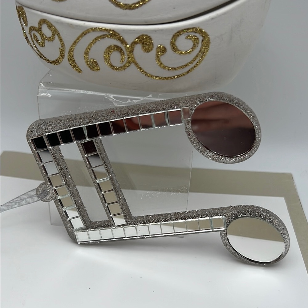 Silver / Glitter / Mirrors Music Note Ornament 4.5” H x 4.5” W x .25” D - Picture 4 of 15